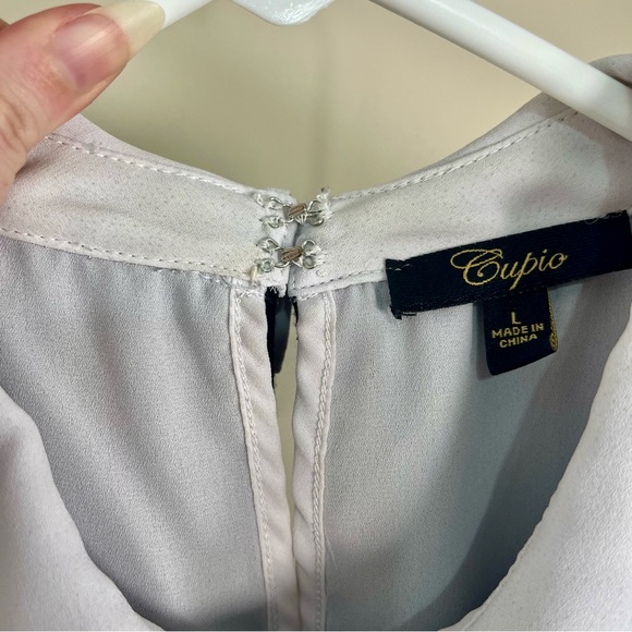 Cupio Women’s Preppy Black and White Collared Sleeveless Blouse Size L - Picture 3 of 6